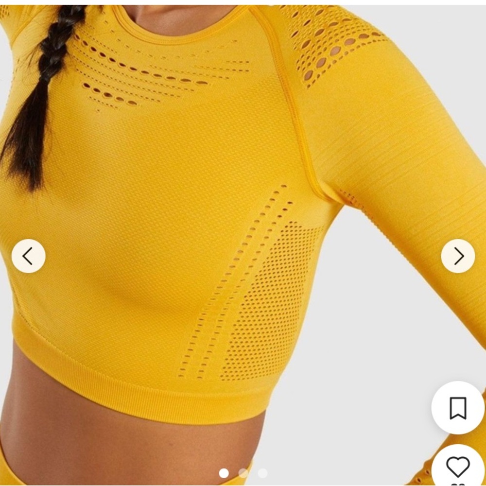 Gymshark Cute Yellow Distressed Look Long Sleeve Crop